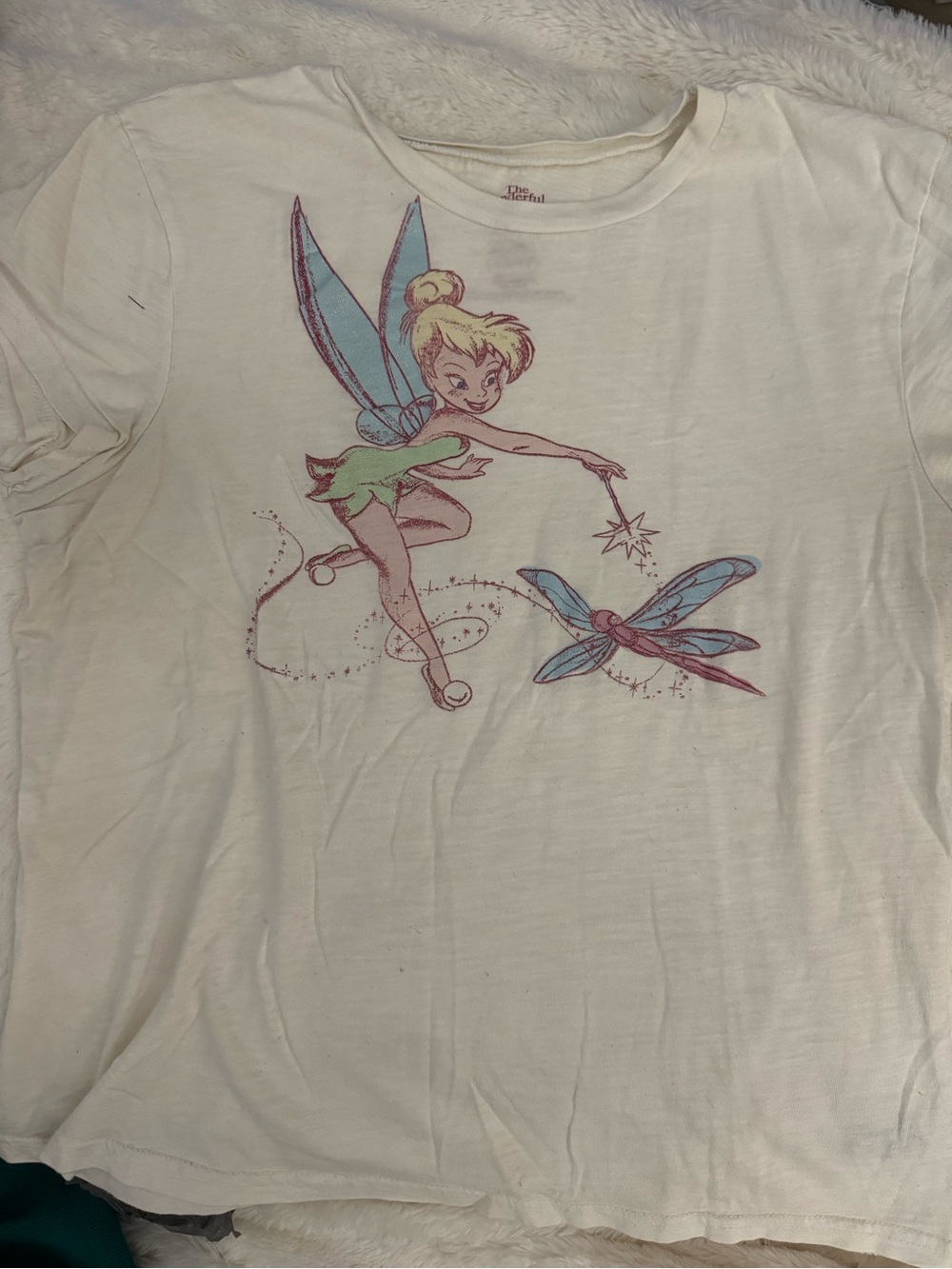 Disney Tinker Bell Short Sleeve Tee in White, Green, Blue